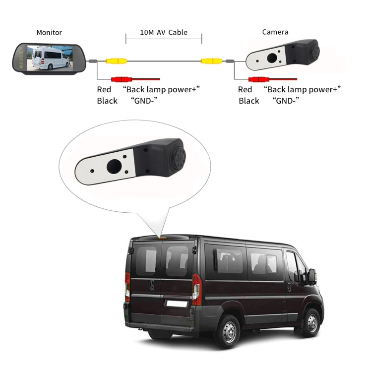 PZ475 Telecamera per luce freno da 170 gradi impermeabile per auto + monitor retrovisore da 7 pollici per Volkswagen Crafter, PZ475 + 7 inch Rearview Monitor