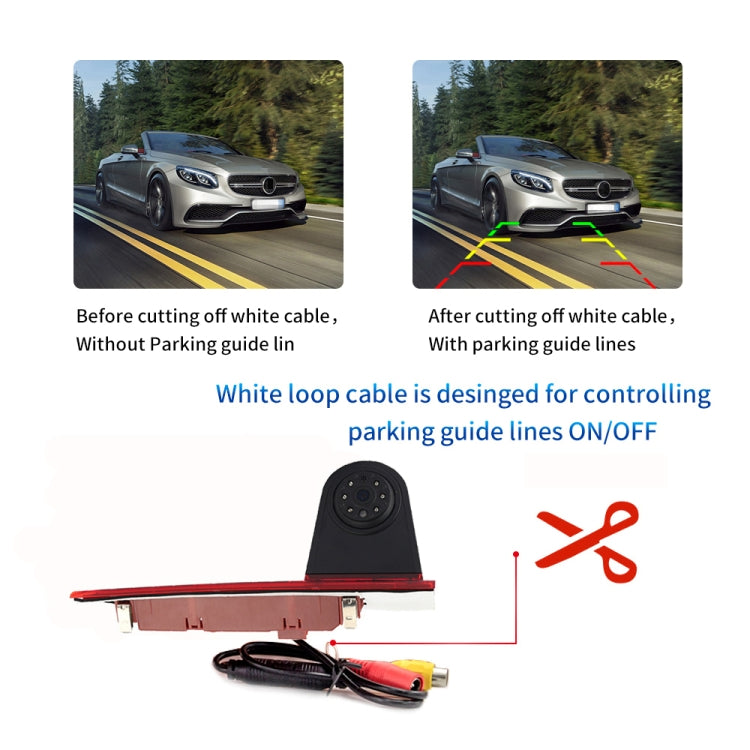 PZ477 Telecamera per luce freno impermeabile da 170 gradi per auto + monitor retrovisore da 7 pollici per Ford Transit Custom, PZ477 + 7 inch Rearview Monitor