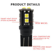 10 PZ T10/168/194 DC12V / 1W / 6000K / 60LM Luci di ingombro per decodifica auto con perline lampada SMD-3030 a 12 LED, T10/168