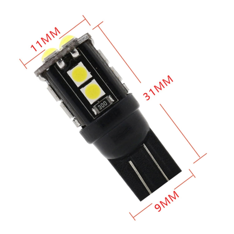 10 PZ T10/168/194 DC12V / 1W / 6000K / 60LM Luci di ingombro per decodifica auto con perline lampada SMD-3030 a 12 LED, T10/168
