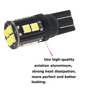 10 PZ T10/168/194 DC12V / 1W / 6000K / 60LM Luci di ingombro per decodifica auto con perline lampada SMD-3030 a 12 LED, T10/168