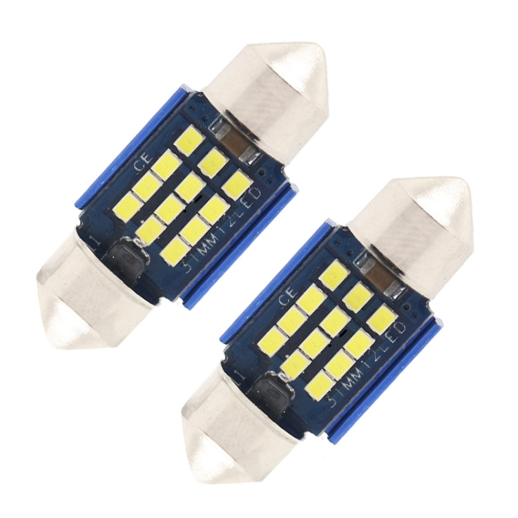 10 PZ 31mm DC12-24V / 1W / 6000K / 60LM 12LED SMD Lampada da lettura per auto Luce di cortesia, 31mm