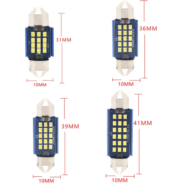 10 PZ 31mm DC12-24V / 1W / 6000K / 60LM 12LED SMD Lampada da lettura per auto Luce di cortesia, 31mm