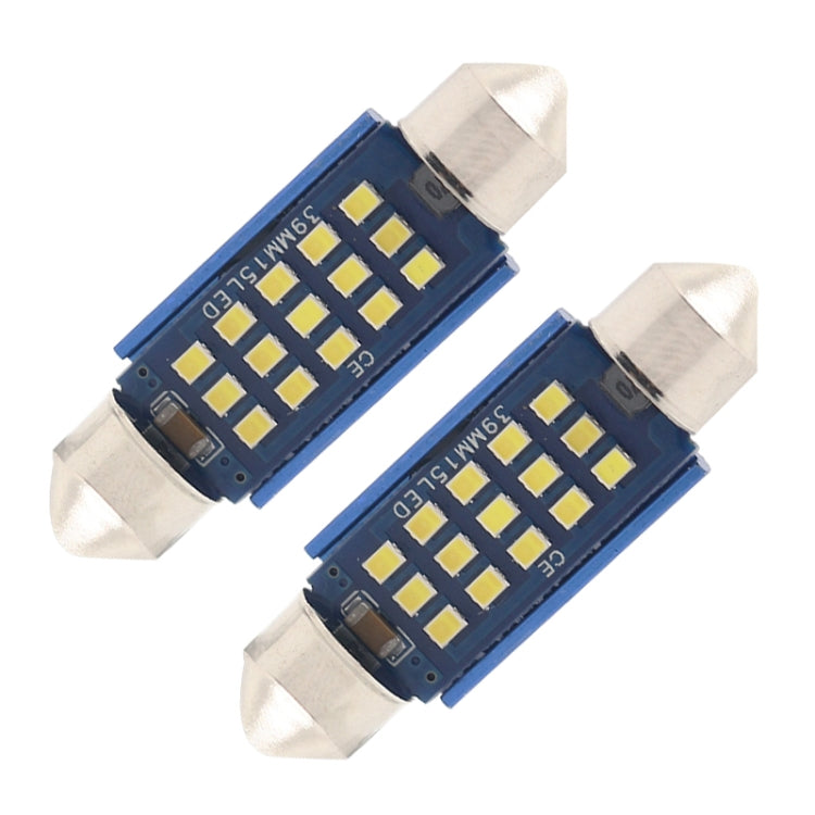 10 PZ 39mm DC12-24V / 1W / 6000K / 60LM 15LED SMD Lampada da lettura per auto Dome Light, 39mm