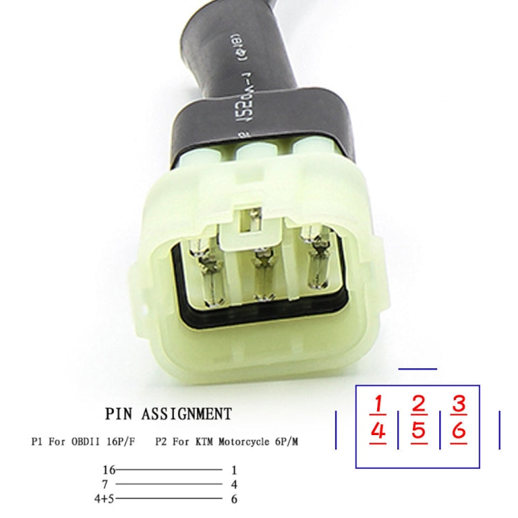Cavo connettore OBD 16PIN femmina a 6PIN per moto per KTM, 16PIN to 6PIN, 16PIN Female to 6PIN