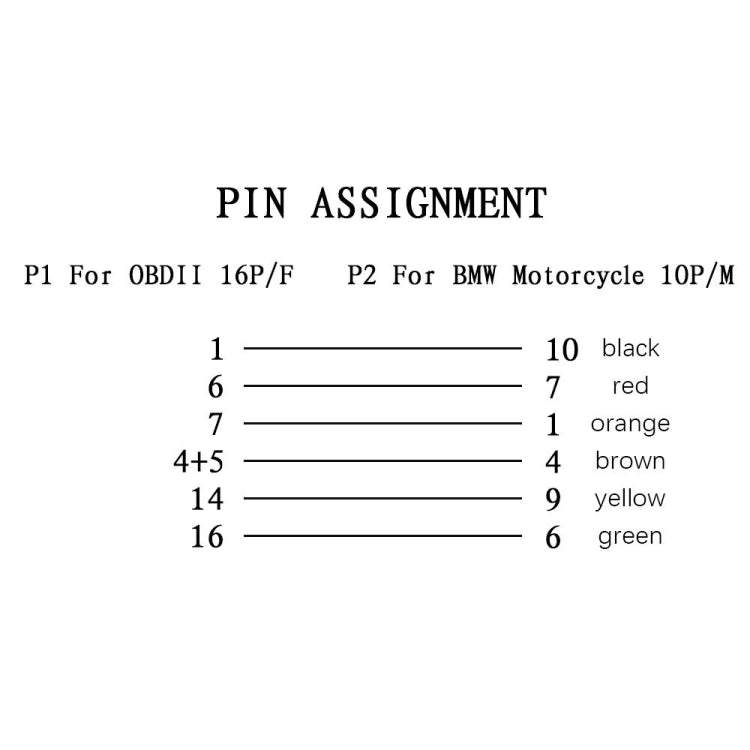 Cavo OBD per moto Cavo connettore da 10PIN a 16PIN per BMW, For BMW