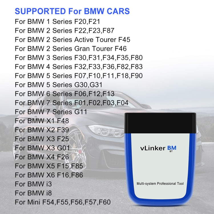 VLINKER BM V2.2 Bluetooth 3.0 Android Phone Rilevatore diagnosi guasti OBD per auto, BM V2.2 Bluetooth 3.0