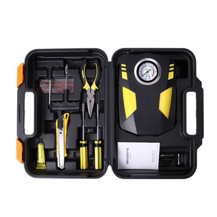 Pompa ad aria con puntatore a pedale gonfiabile portatile per auto 12V con luce e cassetta degli attrezzi, Pointer with Tool Box
