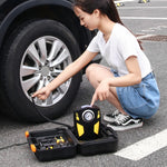 Pompa ad aria con puntatore a pedale gonfiabile portatile per auto 12V con luce e cassetta degli attrezzi, Pointer with Tool Box