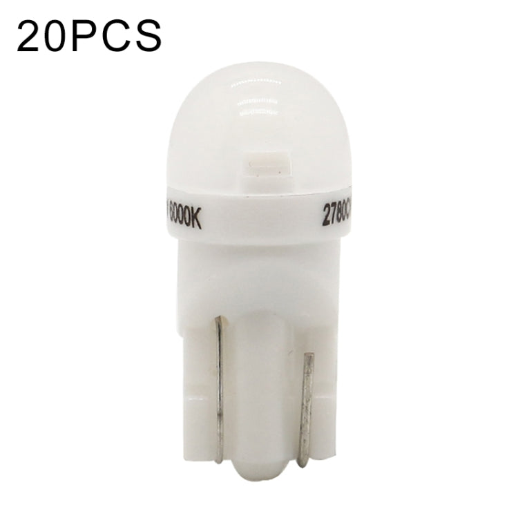 20 PZ T10 DC12V / 0,25 W / 6500 K / 20LM Lampada da lettura a bolle plug-in a testa tonda per auto con lampade SMD-3030 da 1 LED, T10