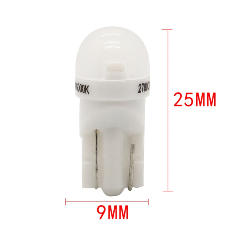 20 PZ T10 DC12V / 0,25 W / 6500 K / 20LM Lampada da lettura a bolle plug-in a testa tonda per auto con lampade SMD-3030 da 1 LED, T10