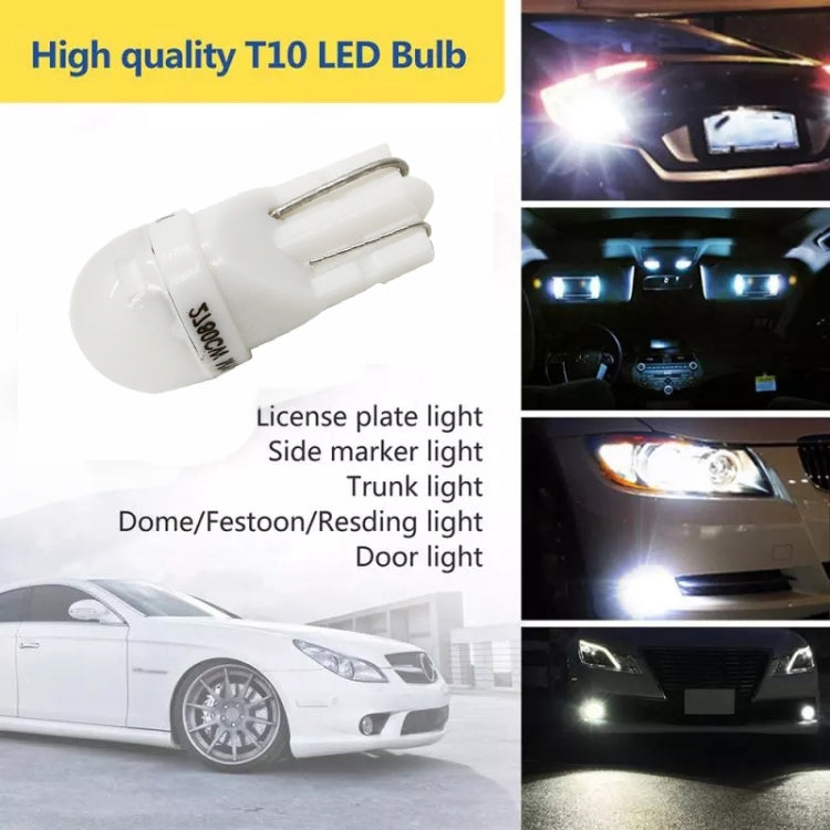 20 PZ T10 DC12V / 0,25 W / 6500 K / 20LM Lampada da lettura a bolle plug-in a testa tonda per auto con lampade SMD-3030 da 1 LED, T10