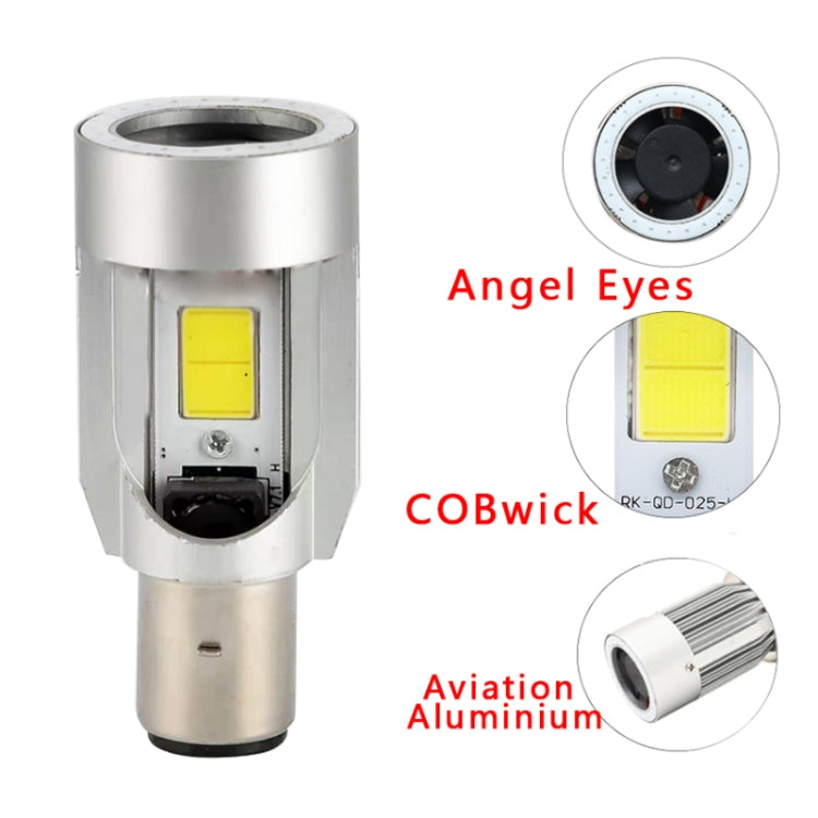 Faro per moto BA20D DC12-80V / 20W / 6000K / 2000LM con occhi angelici, BA20D, BA20D (Blue), BA20D (Red)