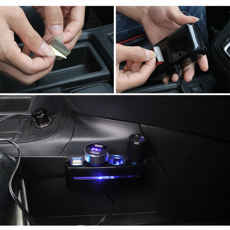 SHUNWEI SD-1938 Accendisigari con caricatore doppio USB 3 in 1 per auto 120W 3A con luce atmosferica, SD-1938 (Black), SD-1938
