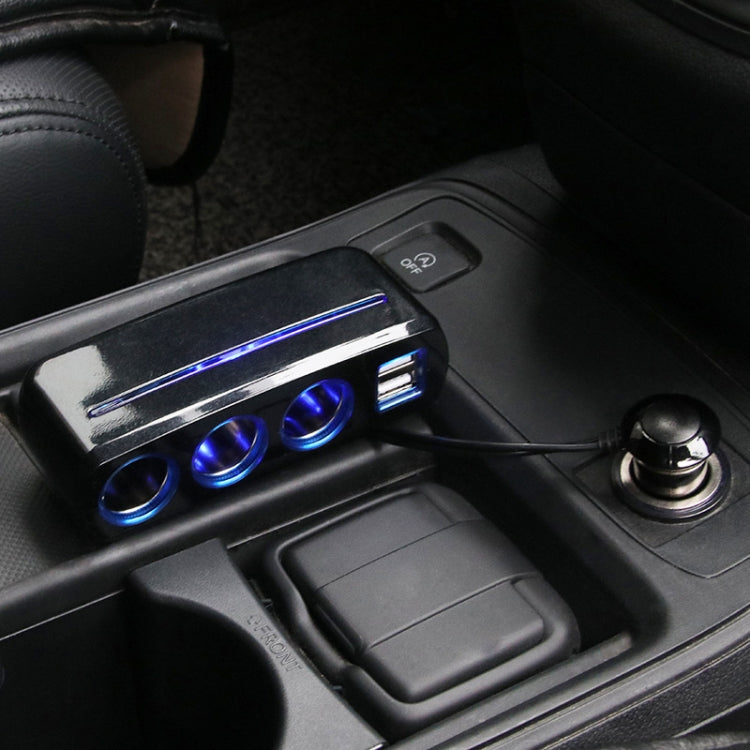 SHUNWEI SD-1938 Accendisigari con caricatore doppio USB 3 in 1 per auto 120W 3A con luce atmosferica, SD-1938 (Black), SD-1938