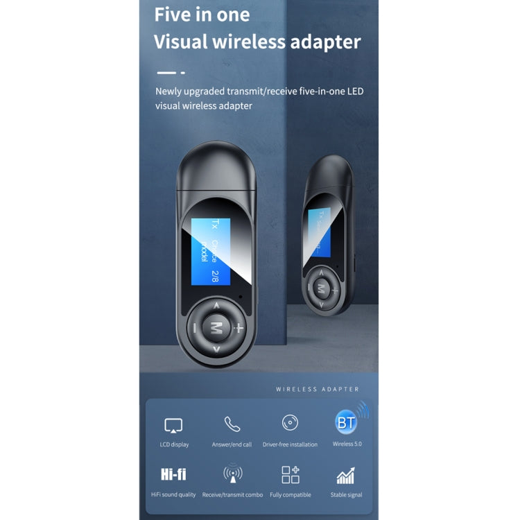 Trasmettitore ricevitore adattatore Bluetooth con display digitale LCD T-13 Bluetooth 5.0, T-13