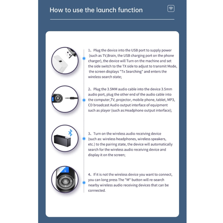 Trasmettitore ricevitore adattatore Bluetooth con display digitale LCD T-13 Bluetooth 5.0, T-13