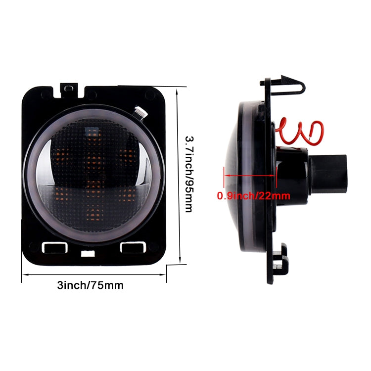 2 indicatori di direzione per sopracciglia a LED per auto SUV da 8 W DC 12 V per Jeep Wrangler JK 07-17, specifica: gruppo testa con apertura, Specification: Butt Assembly with Aperture