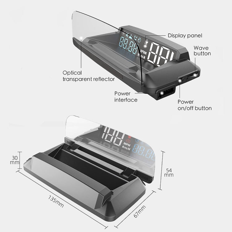 H400G Modalità GPS per auto da 3,5 pollici HUD Head-up Display Supporta visualizzazione velocità/tempo/distanza, H400G