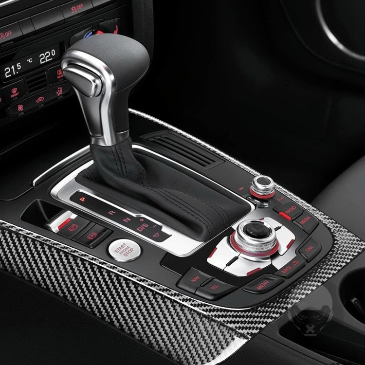 Adesivo decorativo per pannello ingranaggi in fibra di carbonio 3 in 1 per Audi A5 Hard Top 2008-, guida a destra e a sinistra universale, Gears Panel