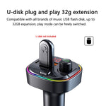 Trasmettitore FM Bluetooth con caricatore rapido doppio USB PD per auto multifunzionale C13 con luce atmosferica, C13