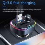 Trasmettitore FM Bluetooth con caricatore rapido doppio USB PD per auto multifunzionale C13 con luce atmosferica, C13