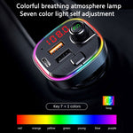 Trasmettitore FM Bluetooth con caricatore rapido doppio USB PD per auto multifunzionale C13 con luce atmosferica, C13
