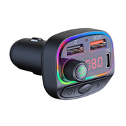 Trasmettitore FM Bluetooth con caricatore USB doppio QC3.0 + PD18W per auto multifunzionale C14 con luce atmosferica, C14