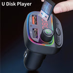 Trasmettitore FM Bluetooth con caricatore USB doppio QC3.0 + PD18W per auto multifunzionale C14 con luce atmosferica, C14