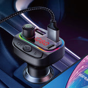 Trasmettitore FM Bluetooth con caricatore USB doppio QC3.0 + PD18W per auto multifunzionale C14 con luce atmosferica, C14