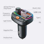 Trasmettitore FM Bluetooth per caricabatteria USB multifunzionale C15 doppio 3.1A+Type-C con luce atmosferica, C15