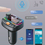 Trasmettitore FM Bluetooth per caricabatteria USB multifunzionale C15 doppio 3.1A+Type-C con luce atmosferica, C15