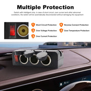 Presa accendisigari per auto 3 in 1 12-24V 16A con controllo dell'interruttore di protezione da sovraccarico, 3 in 1 12-24V 16A