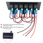 Pannello interruttori combinato multifunzionale Interruttori a 6 vie 12V / 24V + Caricatore doppio USB per auto RV Marine Boat, 6 Way (Blue Light), 6 Way (Green Light), 6 Way (Red Light)