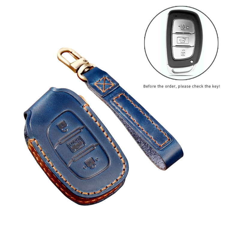 Hallmo Custodia protettiva per chiave in pelle di vacchetta per auto per Hyundai IX35 A Style, For Hyundai IX35 A Style