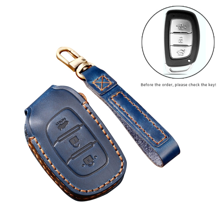 Hallmo Custodia protettiva per chiave in pelle di vacchetta per auto per Hyundai IX35 B Style, For Hyundai IX35 B Style