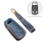 Hallmo Custodia protettiva per chiave in pelle di vacchetta per auto per Audi A6L / A8L / A4 / A7 / A5 A Style, For Audi A6L A Style