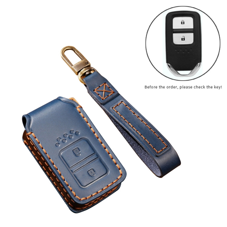 Hallmo Custodia protettiva per chiave in pelle di vacchetta per auto Hallmo per Honda a 2 pulsanti, For Honda Civic / Accord 2-button