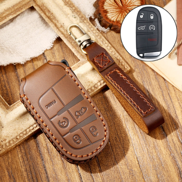 Hallmo Custodia protettiva per chiave in pelle di vacchetta per auto per Jeep Compass, For Jeep Compass