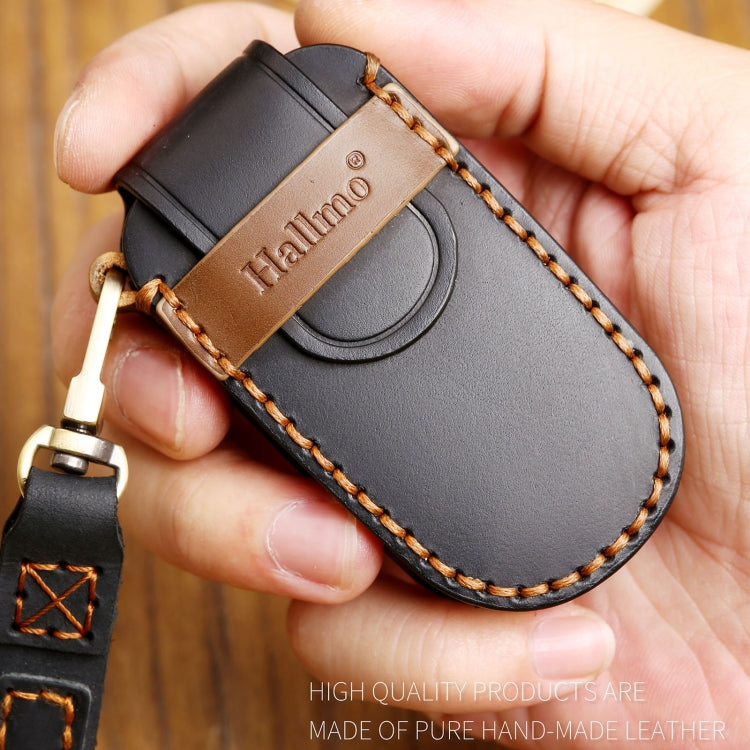 Hallmo Custodia protettiva per chiave in pelle di vacchetta per auto per Jeep Compass, For Jeep Compass