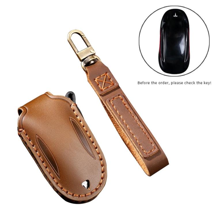 Custodia protettiva per chiave Hallmo in pelle di vacchetta per auto per Tesla Model 3 / S A Style, For Tesla Model 3 / S A Style
