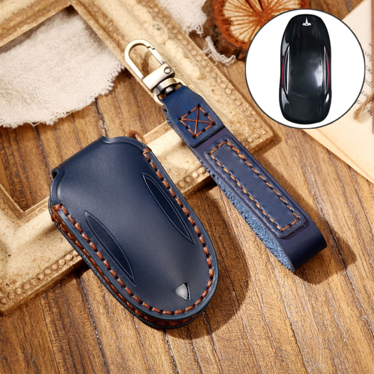 Hallmo Custodia protettiva per chiave in pelle di vacchetta per auto per Tesla Model X B Style, For Tesla Model X B Style