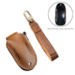 Hallmo Custodia protettiva per chiave in pelle di vacchetta per auto per Tesla Model X B Style, For Tesla Model X B Style