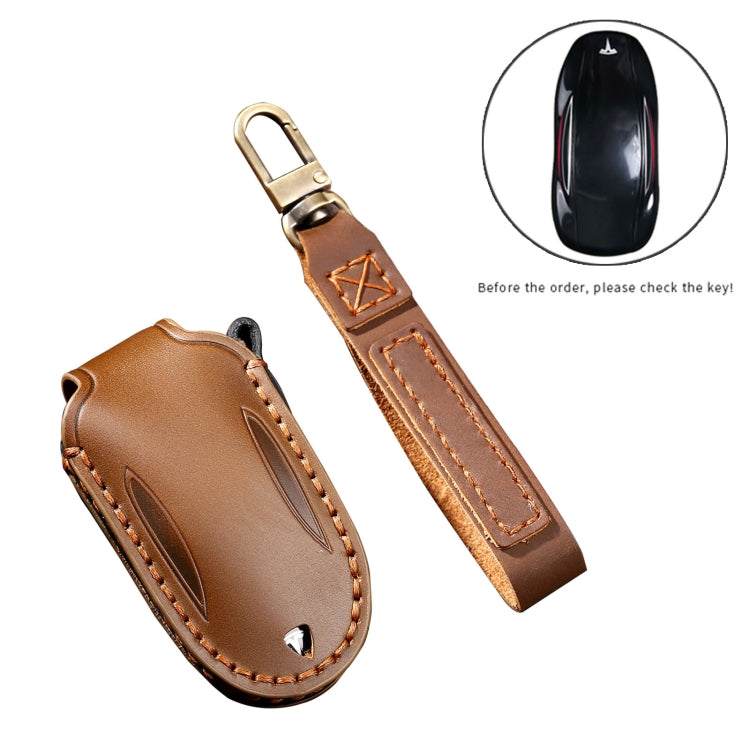 Hallmo Custodia protettiva per chiave in pelle di vacchetta per auto per Tesla Model X B Style, For Tesla Model X B Style