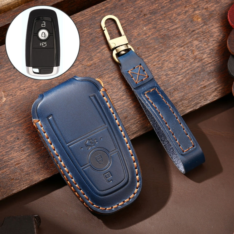 Hallmo Custodia protettiva per chiave in pelle di vacchetta per auto per Ford Focus B Style, For Ford Focus B Style
