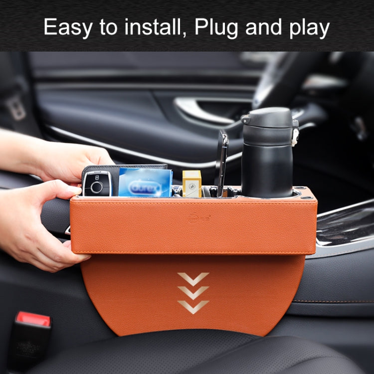 Console multifunzionale per auto Scatola in pelle PU Portabicchieri Sedile Gap Scatola portaoggetti laterale, Storage Box (Black), Storage Box (Beige), Storage Box (Brown)