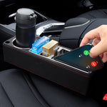 Console multifunzionale per auto Scatola in pelle PU Portabicchieri Sedile Gap Scatola portaoggetti laterale, Storage Box (Black), Storage Box (Beige), Storage Box (Brown)