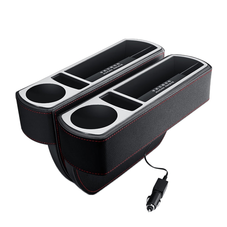 Console di ricarica rapida wireless multifunzionale per auto Scatola in pelle PU Portabicchieri Sedile Gap Scatola portaoggetti laterale, Wireless Fast Charge (Black), Wireless Fast Charge (Beige), Wireless Fast Charge (Brown)