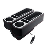 Console di ricarica rapida wireless multifunzionale per auto Scatola in pelle PU Portabicchieri Sedile Gap Scatola portaoggetti laterale, Wireless Fast Charge (Black), Wireless Fast Charge (Beige), Wireless Fast Charge (Brown)
