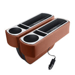 Console di ricarica rapida wireless multifunzionale per auto Scatola in pelle PU Portabicchieri Sedile Gap Scatola portaoggetti laterale, Wireless Fast Charge (Black), Wireless Fast Charge (Beige), Wireless Fast Charge (Brown)